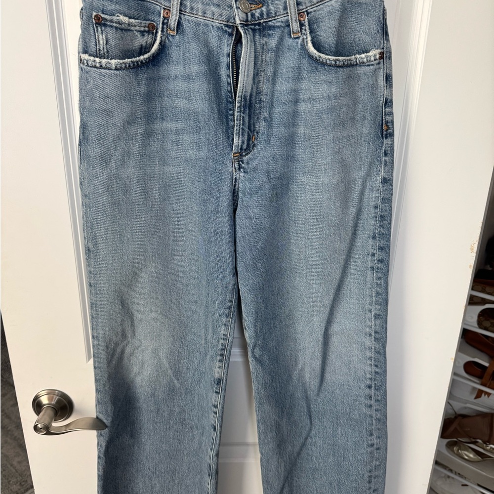 Agolde Harper Crop High Rise Straight Light Blue Sz 27